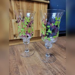 Hand painted pedestal vases
